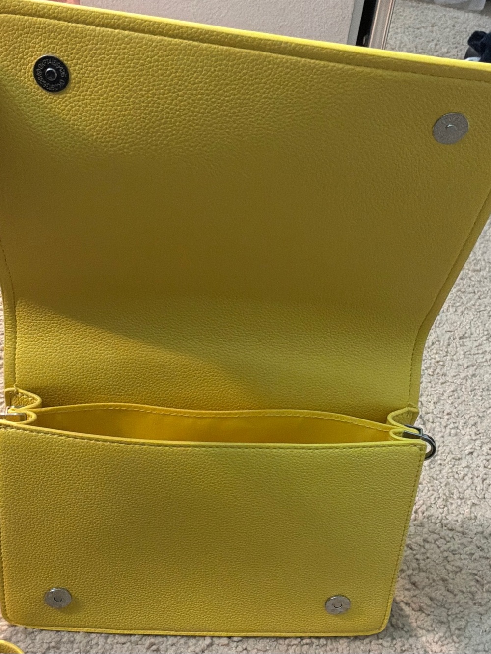 Yellow Embellished Crossbody Bag with Detachable Strap - Picture 4 of 5